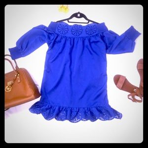 Laser cut out off the shoulder dress